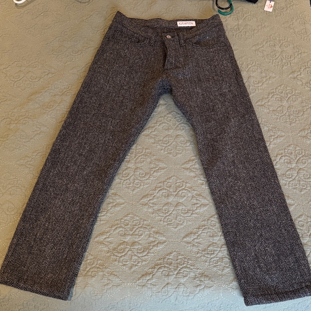 Men’s Gustin Charcoal Herringbone Trousers wool
